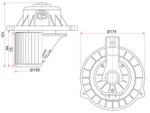 1540f1234f Мотор отопителя салона (Левый руль) Hyundai Solaris 10-17 / Kia Rio 11-17 / Hyundai Accent 11-17